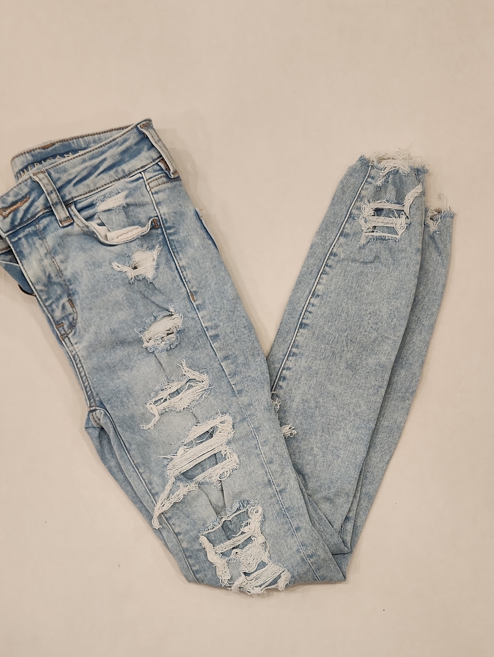 American Eagle Outfitters Light Blue Ripped Hi Rise Jeggings